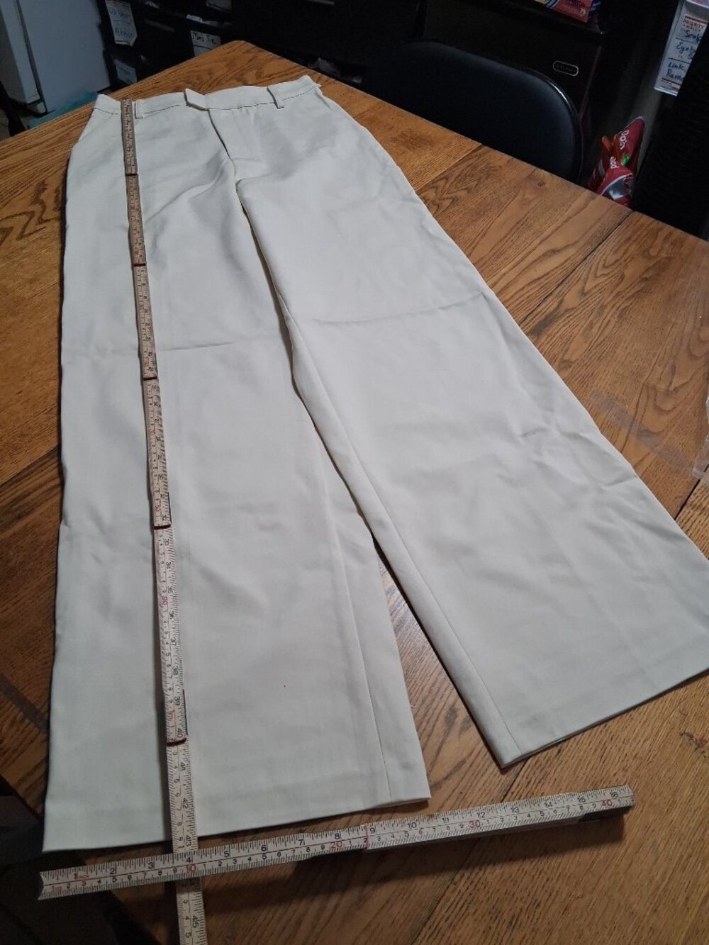 NWT Good American Cream Wide-Leg Trousers